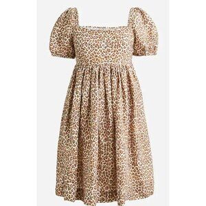 J.Crew Leopard Print Puff Sleeve Smocked Dress Size 12